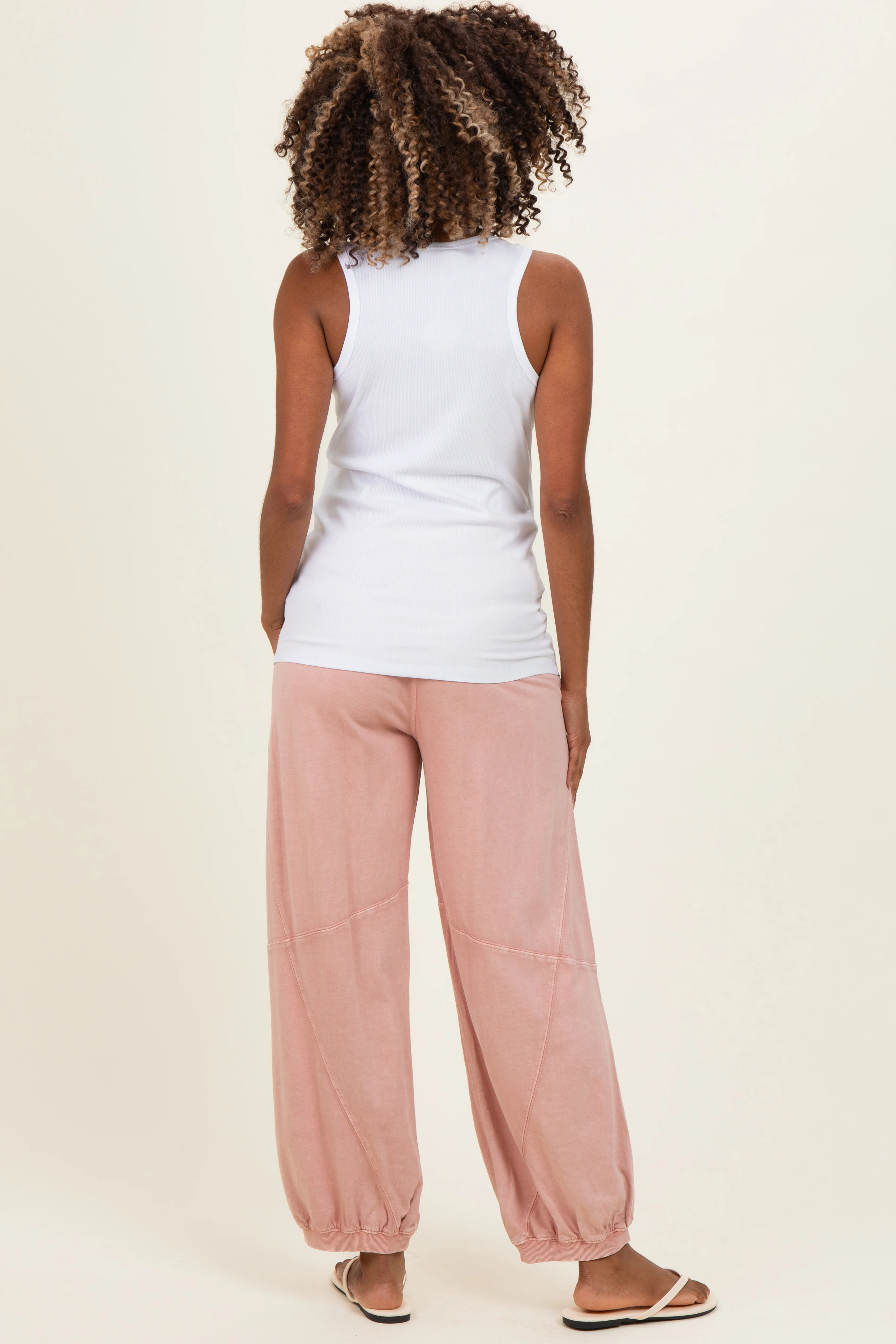 White Ribbed Sleeveless Henley Maternity Tank Top - Image 4