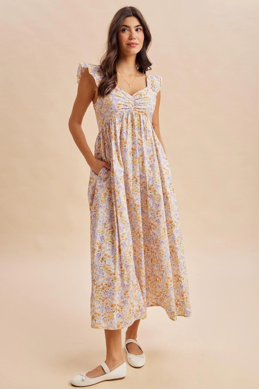 Wildflower Floral Ruffle Strap Maternity Maxi Dress - Image 4
