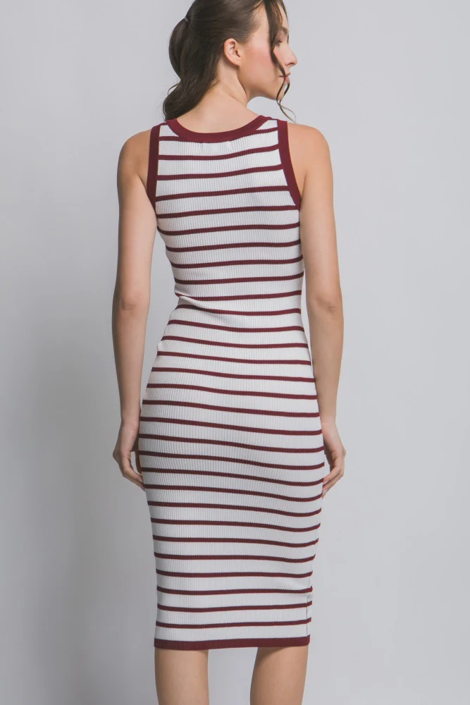 Wine Sleeveless Bodycon Midi Dress - Image 4