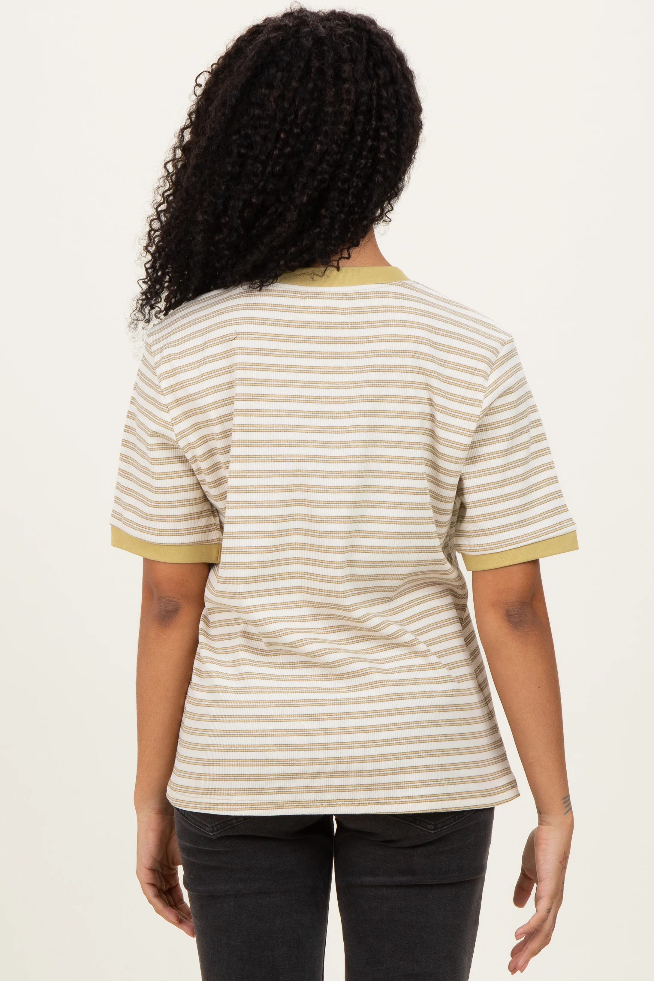Yellow Striped Short Sleeve T-Shirt - Image 4