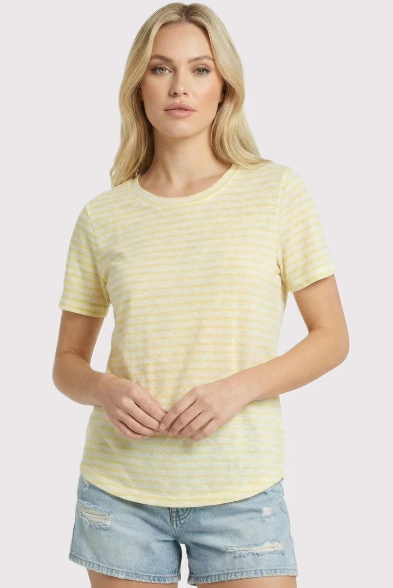Yellow Striped Short Sleeve Top - Image 2